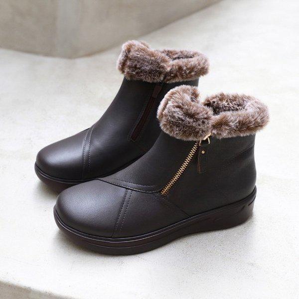 軽量クッションファー起毛女性アンクルブーツ 1XWA68XB_GN