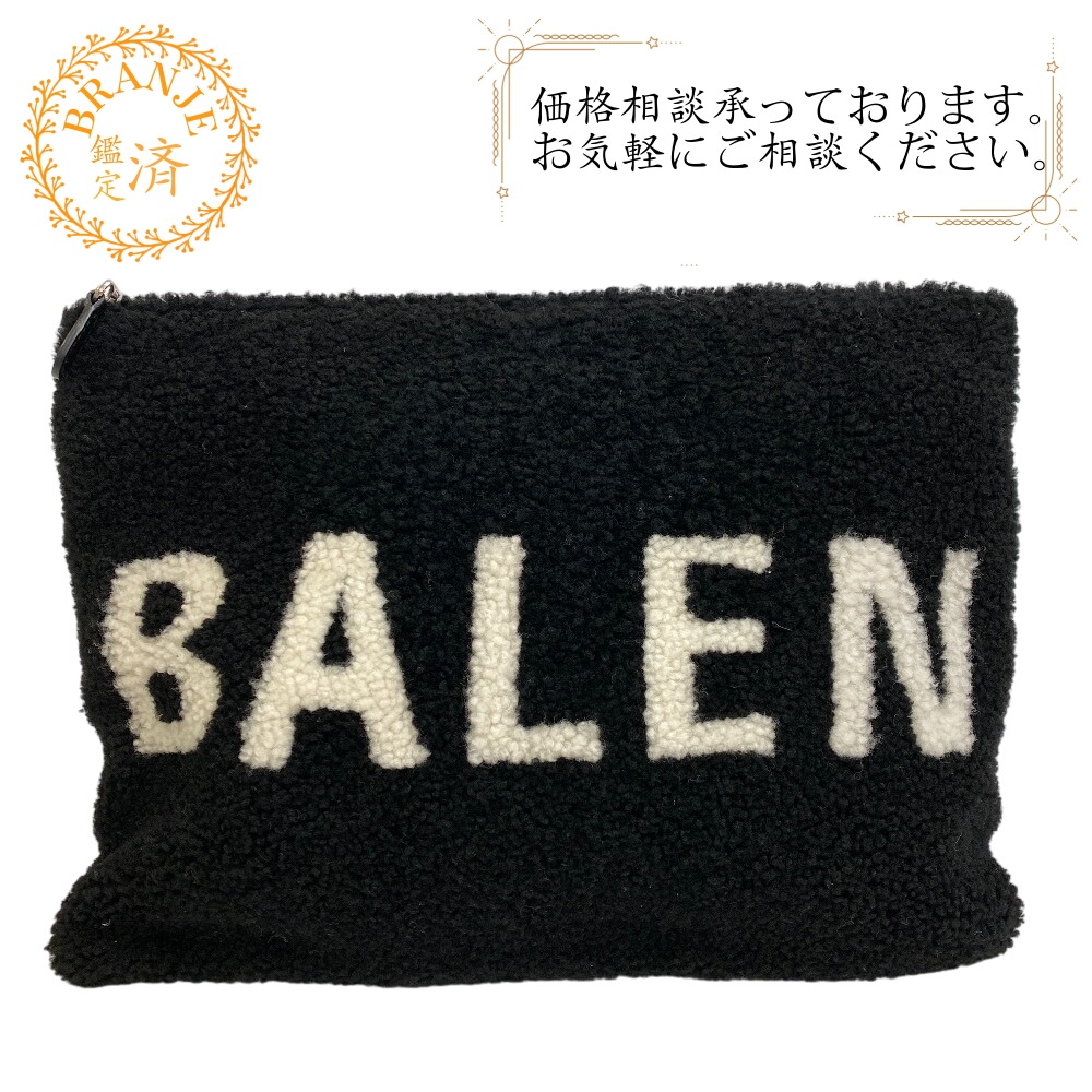 492681 ポーチ セカンドバッグ ロゴ ムートン クラッチバッグ ブラック ブランド