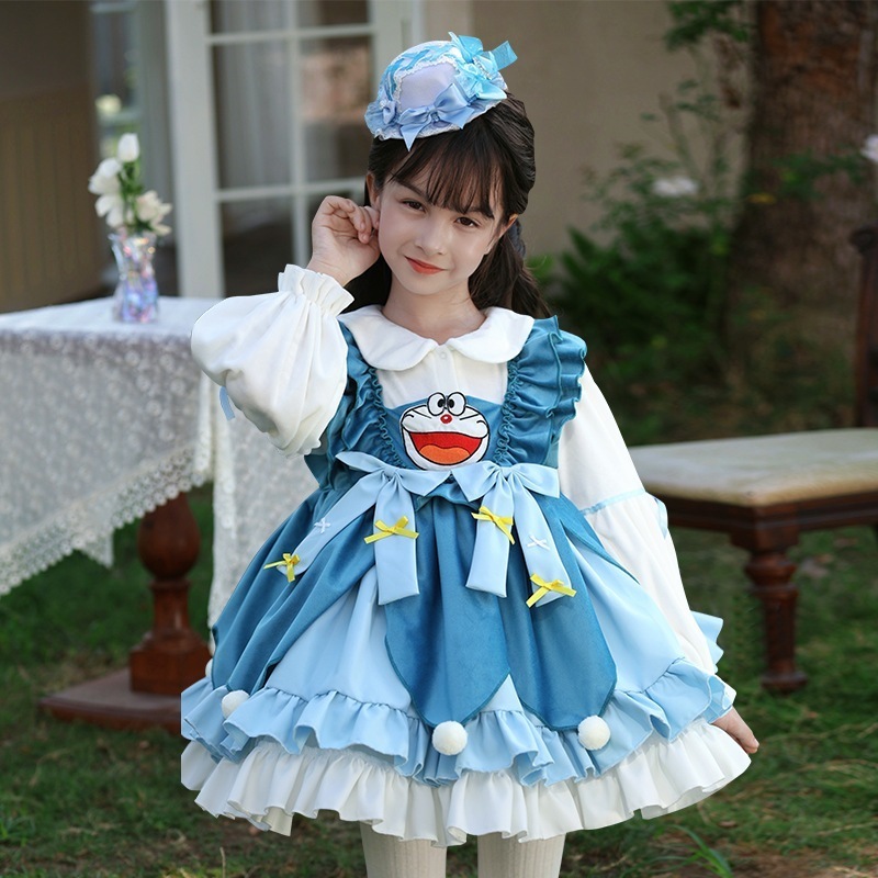 2024秋冬子供服女の子ロリータプリンセススカート子供用リアル2点セットロリータベルベットパフスカート