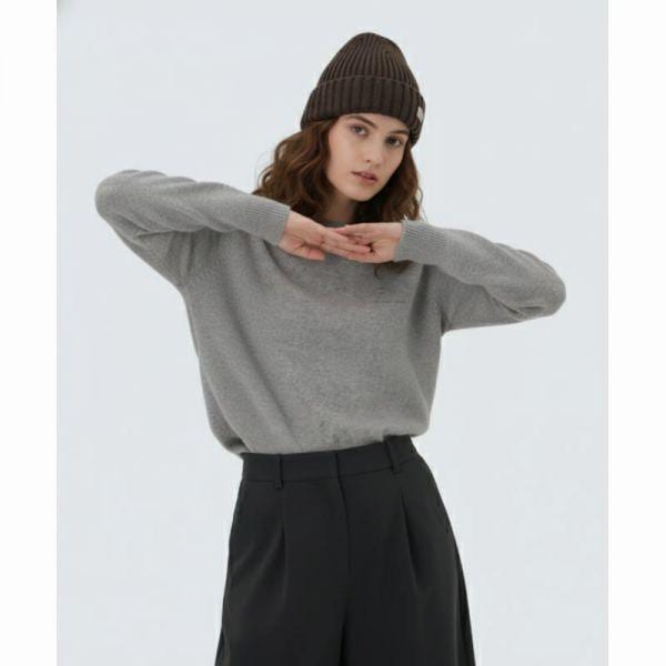 SNOWPEAK APPAREL カシミアブレンド 女性 セミクロップ ニット スウェットシャツ S25WWFHT73 メランジグレー