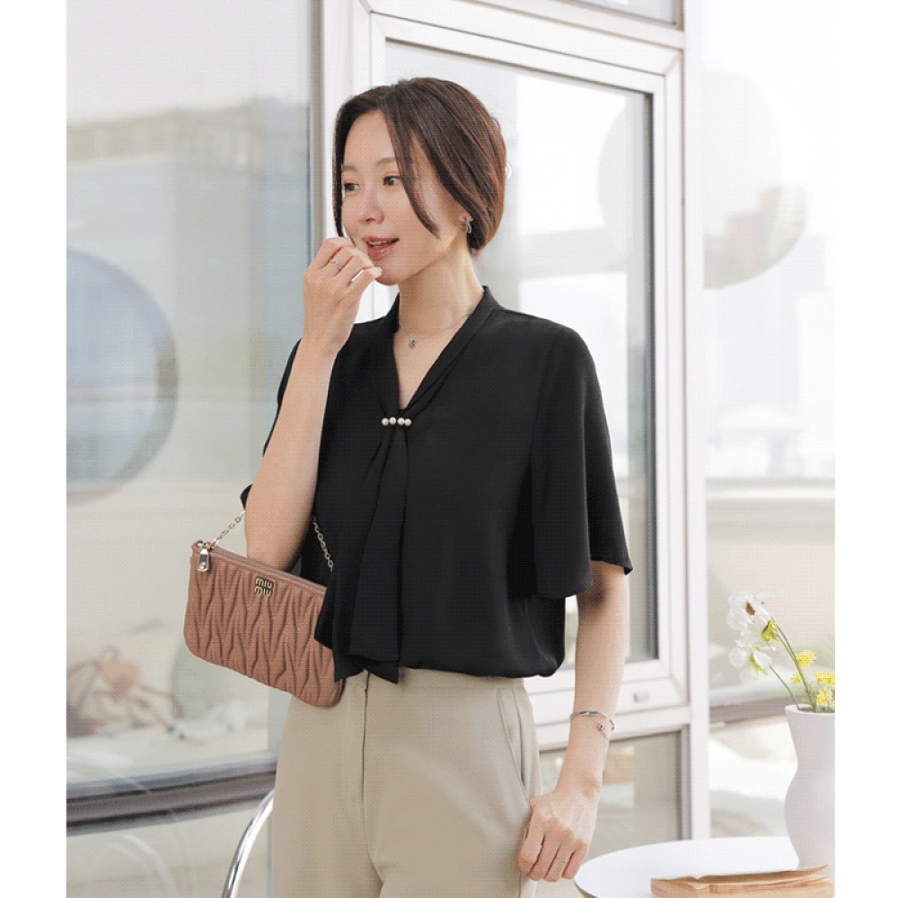 クリック＆ファニールンベンパールタイブラウス