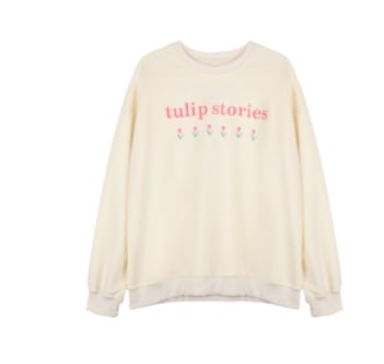 チューリップ柄ゆったりトレーナー スタイル かわいい ガーリー フラワー プリント おしゃれ 大人可愛い こなれ感 キュート 爽やか ナチュラル 柄 春 秋 冬 ゆったり 10代 20代 30代 4,987円