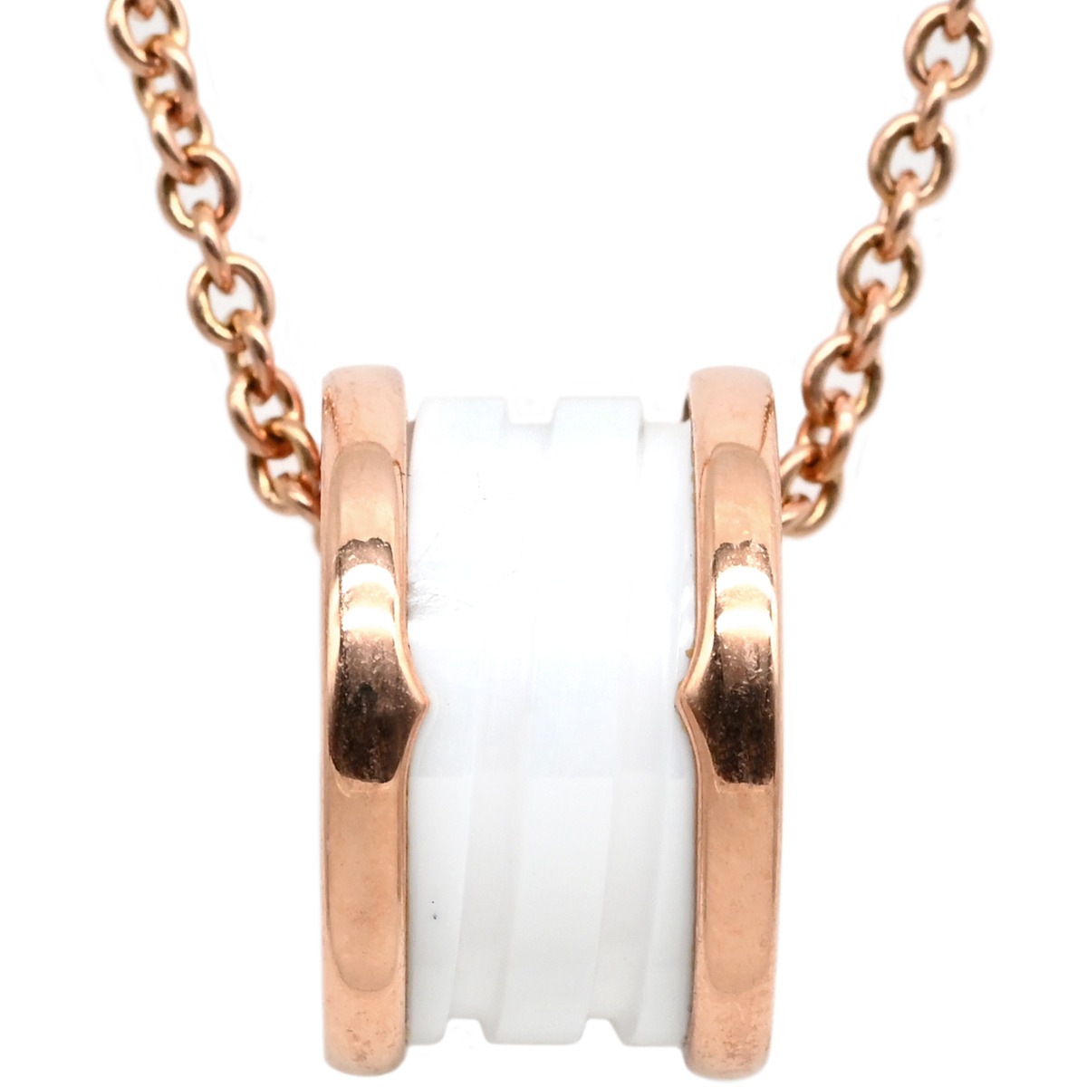 ブルガリ BVLGARI ネックレス ビーゼロワン ネックレス K18PG セラミック ピンクゴールド×ホワイト B-zero1 ペンダント 18K 750PG 白 346082【中古】