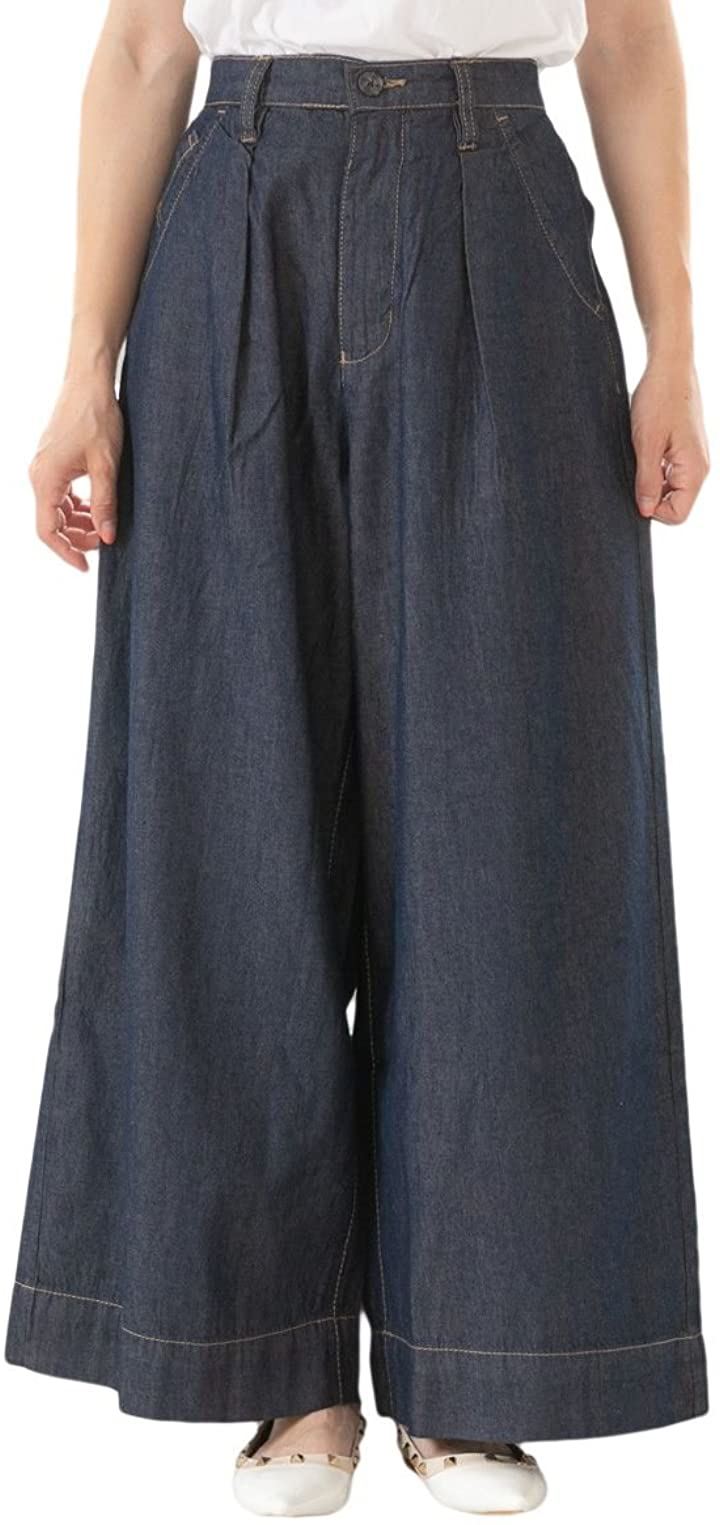 デニム ワイド パンツ ボトムス ロング 大きいサイズ レディース ～ 4L(ワンウォッシュネイビー, M)