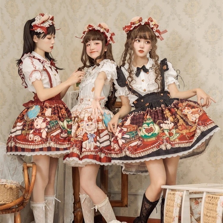 ロリータクラウンベアSKキュートで優しい女の子ゆったり日常ロリータメイド服