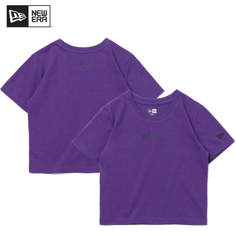 ニュー エラ WOMEN S 半袖 ミニ コットン Tシャツ Maika Yamamoto 山本舞香 NEW ERA ロゴ True Purple ショート丈 半袖カットソー トップス レデ