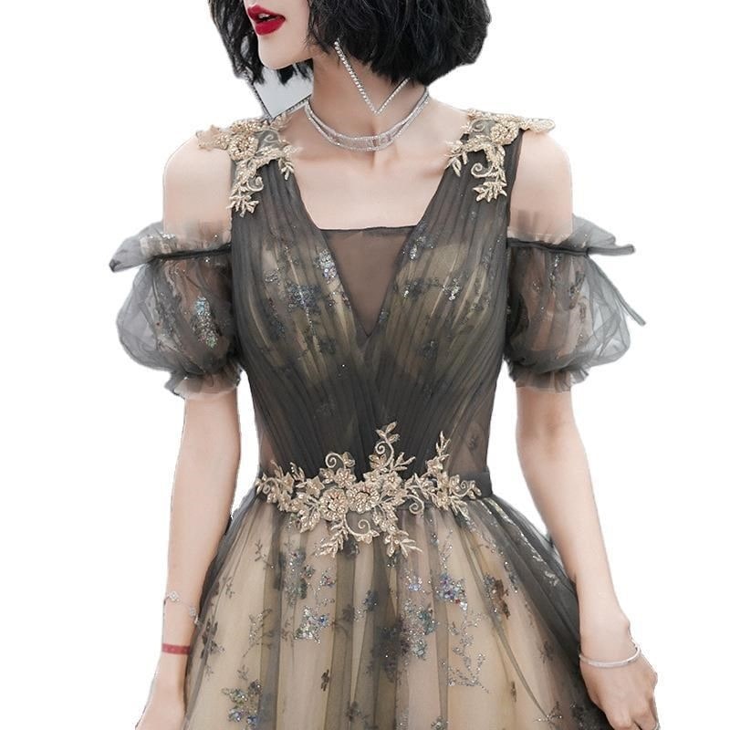 ロングドレス 演奏会 結婚式 ドレス チュール レース マキシ丈 パーティードレス フォーマル パーティドレス ピアノ 発表会 二次会 ウェディング 花嫁110-313