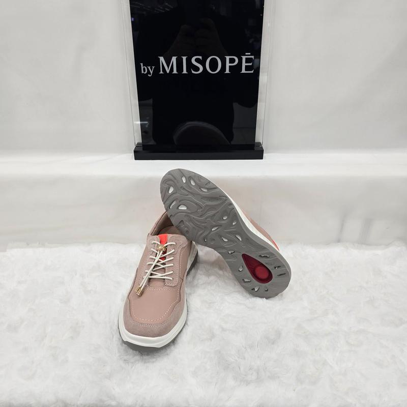 By 女性スポーティ牛革スニーカー 112HT430DT010 PINK 4 JJ