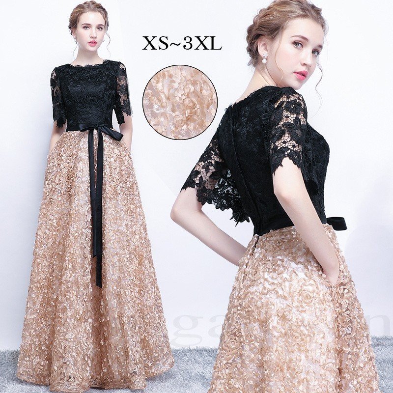 パーティドレス ロング丈 結婚式 ウェディングドレス ロングドレス 袖あり ドッキング お呼ばれ パーティードレス 二次会 ドレス 演奏会 おしゃれ