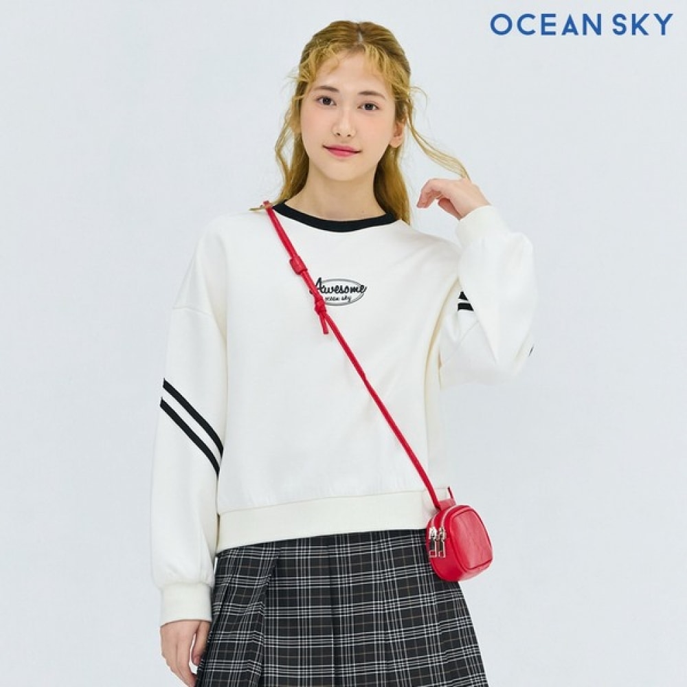 オーシンスカイ 女児テープ配色クロップトスウェット-DEJG5162B0A