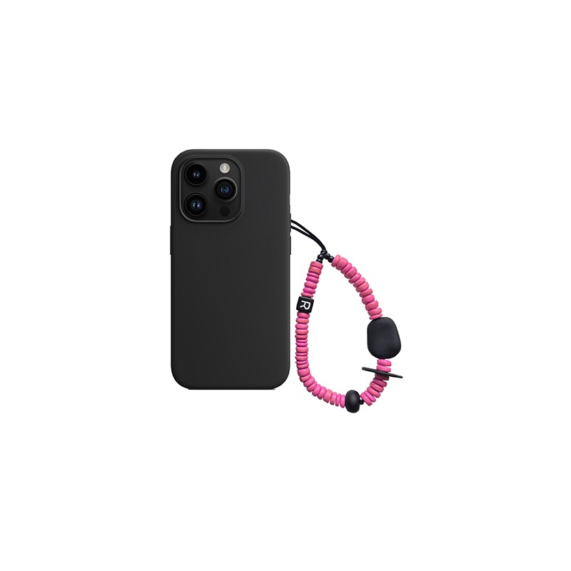 nature beads phone strap short pink