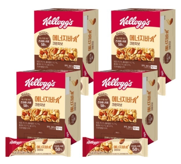 エナジーバーK クランチナッツ 30g x 12個, 360g , 4箱