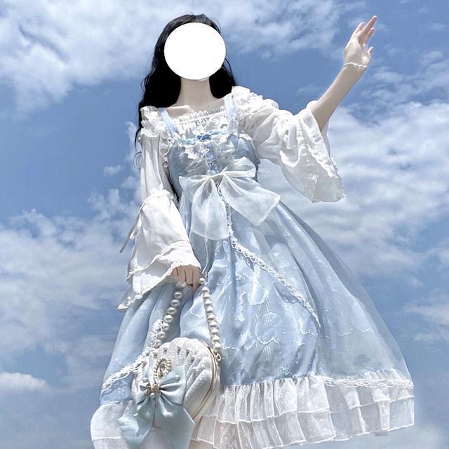 ロリータジャガードシェルスリングバックドレス女性ロリータドレスかわいいドレス