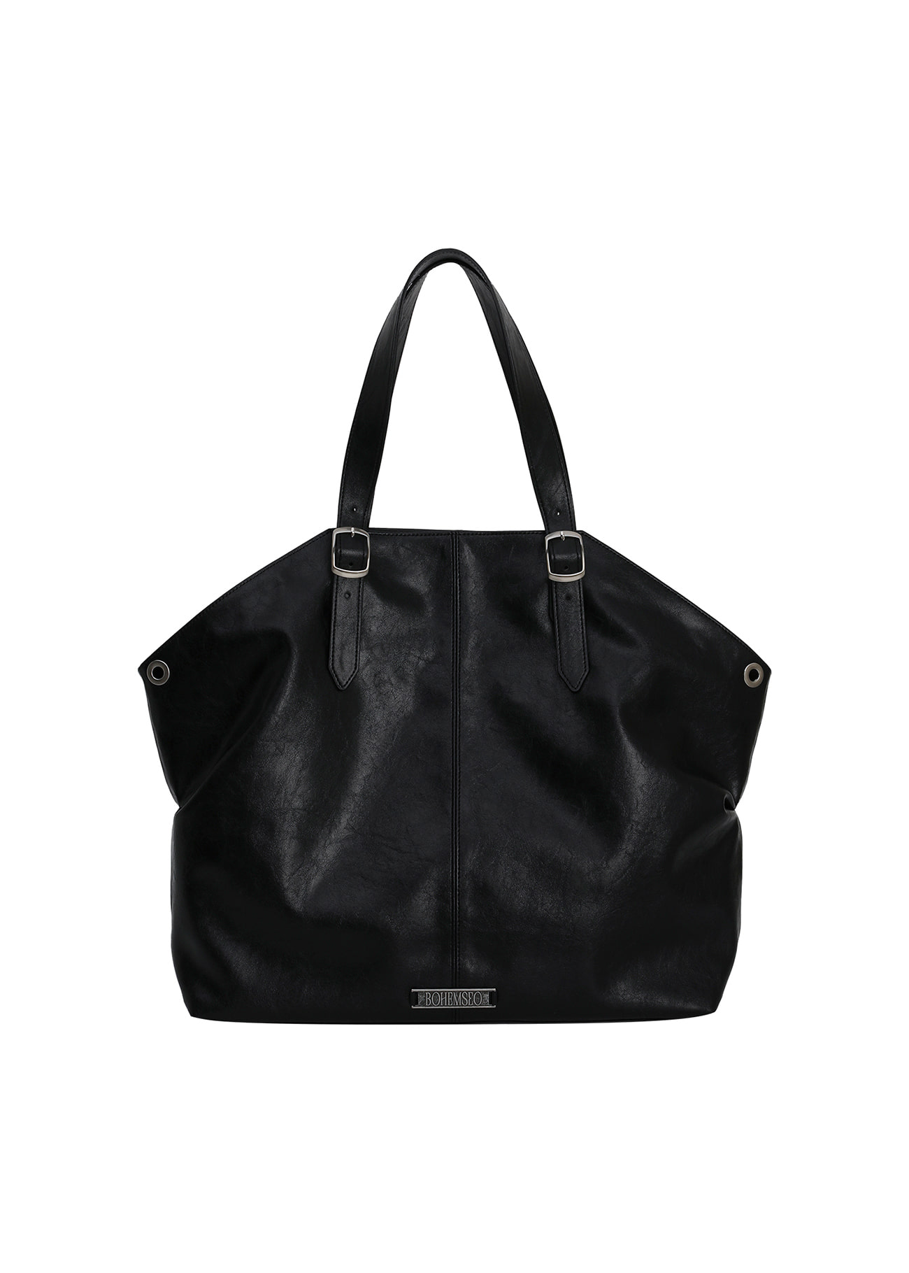【BOHEMIANSEOUL】 BELTED SHIRRING LEATHER SHOULDER BAG : BLACK