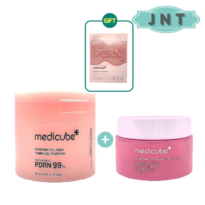 [セット] [1+1]PDRN コラーゲン トーニング ジェル トナー パッド 120ml + PDRN コラーゲン カプセル クリーム 55g 2個セット 水分 保湿 韓国化粧品 韓国美容ギフト