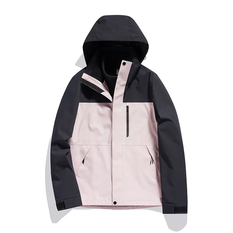 メンズのツーピース完全熱シール防雨防風ジャケット/オーバーコート3イン1デザイン秋冬用の暖かく防風性のあるフード付き