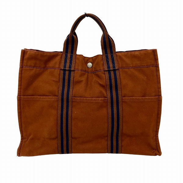 エルメス フールトゥMM コットンキャンバス バッグ トートバッグ レディース【中古】
