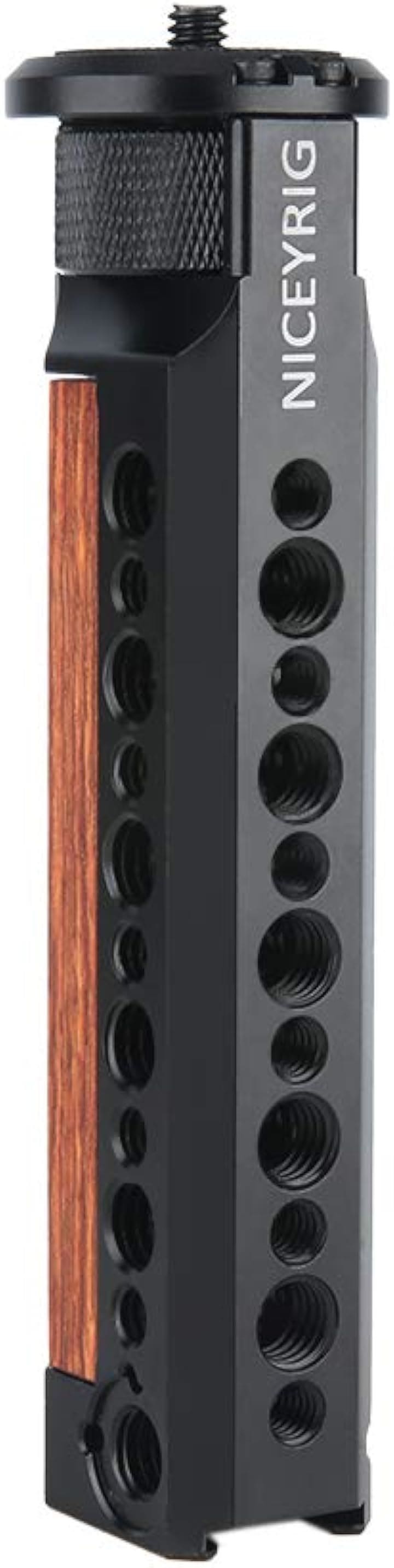 DJI RS2専用木製ハンドグリップ トップハンドル コールドシュー付き 握り心地よい ARRIネジ穴付き 1/4/3/8ネジ穴あり 多種類アクセサリー搭載可能-413( ブラック)