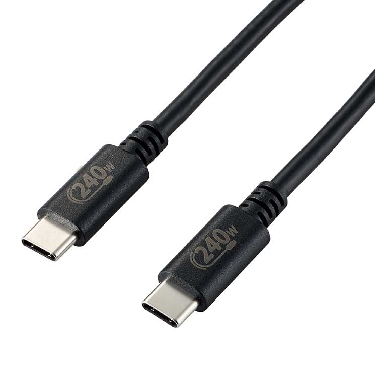 USB Type-cケーブル 2.0 PD EPR対応 240W （USB-C to USB-C） 2m ブラック