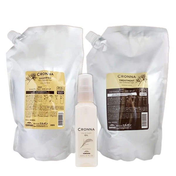 クロナ フォー カラードヘア シャンプー 1800mL + トリートメント 1800g + オイル 120mL