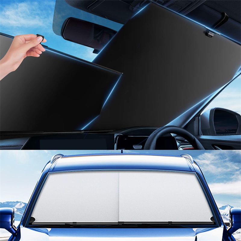 【激安開催】車用サンシェード 車サンシェード 車日除けフロント 自動伸縮 収納簡単 多車種対応 視線邪魔なし フロントサンシェード 日除け 車中泊 仮眠 遮光断熱
