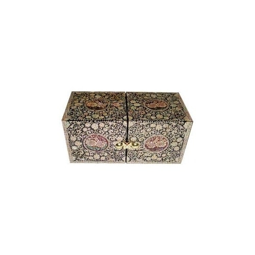 ギフトセット/ 福袋 /螺鈿(らでん)飾り/韓国の工芸品/らでん飾り塗り物/記念品 /祝い返しやお返し品にも！螺鈿宝石箱 松鶴唐草模様宝石箱