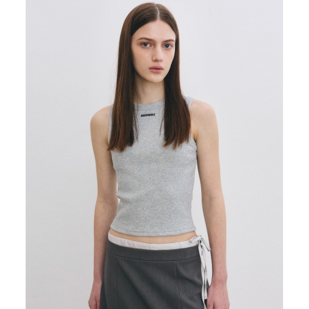 ニック&ニコールミニマルクロップノースリーブトップ_グレー