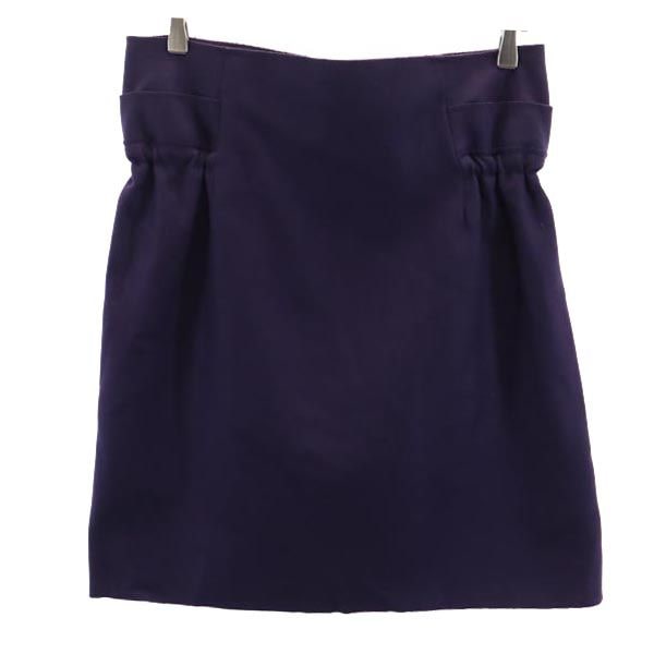 イタリア製 ウールブレンド ミニ丈 スカート 42 パープル系 バックジップ レディース