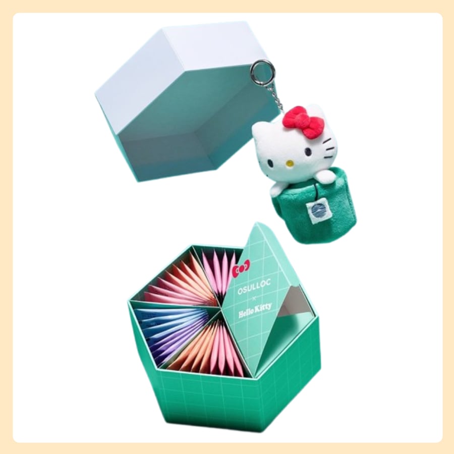 [OsullocXハローキティ]ティータイムエディション + ハローキティ キーホルダー ギフト(紙袋付き)