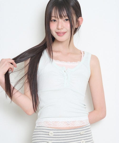 【ILLIGO】 LAYERED TRIMMING SLEEVELESS BLUE 正規品