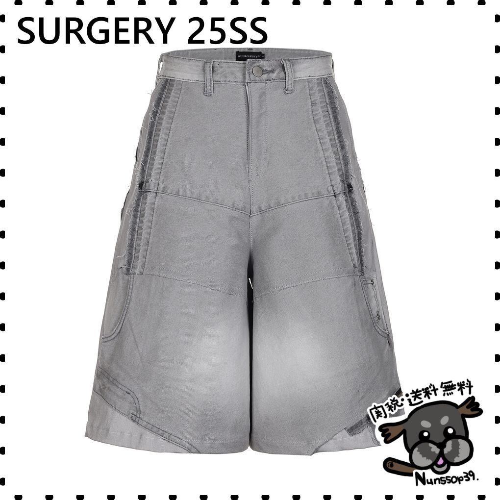 【SURGERY】remake denim bermuda pants grey denim