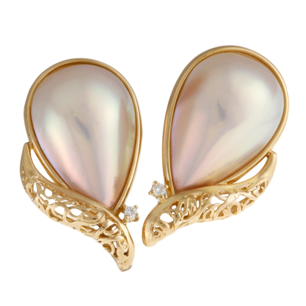 タサキ イヤリング 18金 K18イエローゴールド ダイヤモンド TASAKI 中古 美品