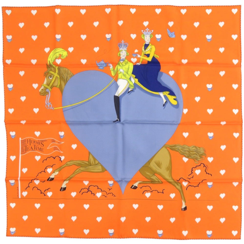 新品同様 カレ70 TEA TIME ティータイム スカーフ シルク オレンジ 0202【中古】 レディース 26,718円