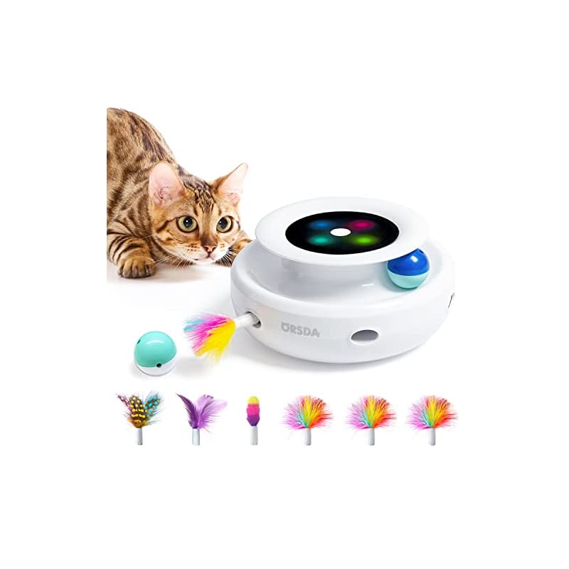 爆買い！ 猫じゃらし 猫おもちゃ 自動 6本取り替え付 運動不足対策 自動スピード調整可能 一体式 猫ボール おもちゃ