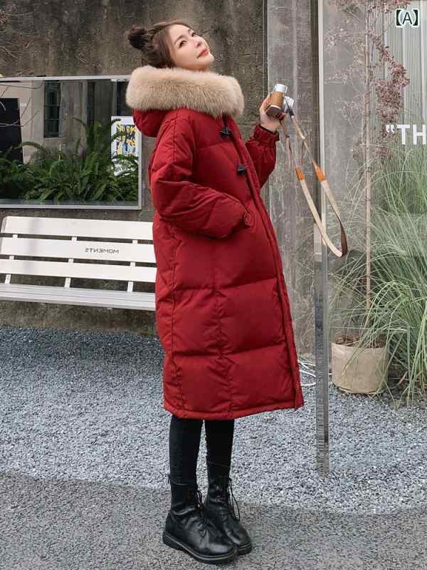 レディース パーカー マウンテン 女性用 ミドル 丈 レッド ダウン ジャケット 冬物 ワークウェア パーカー オフ シーズン 厚手 コート コットンジャケット