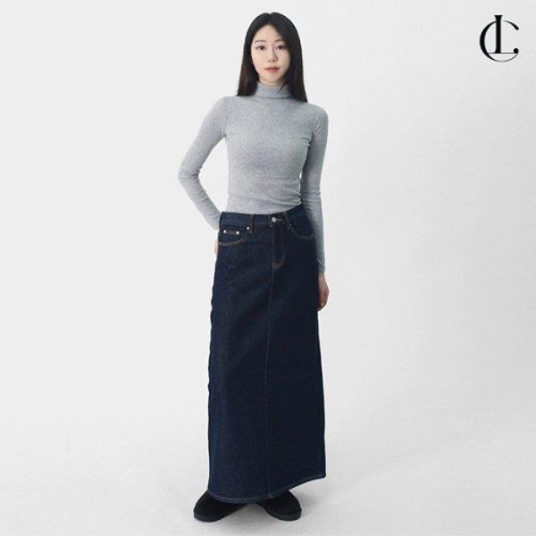 女性用冬ストレート起毛デニムマキシロングスカート LPP045