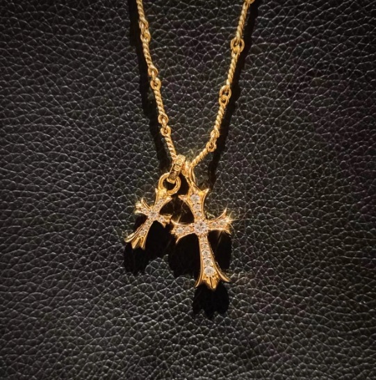 ROCKAGE スターリングシルバー S925 パンクスタイル 22K ゴールド電気メッキダイヤモンドダブルクロススターネックレスペンダント