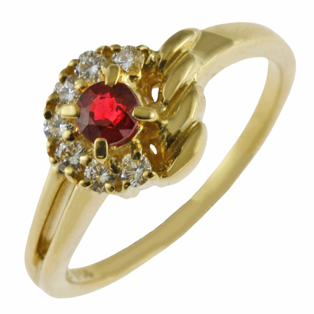 ミキモト リング 指輪 12号 18金 K18イエローゴールド ルビー MIKIMOTO 中古 美品