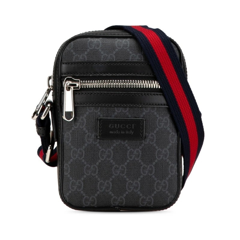 GUCCI 682357-K5RLN-1095 グッチ ショルダーバッグ GGスプリームキャンバス×カーフレザー ブラック×ネイビー×レッド