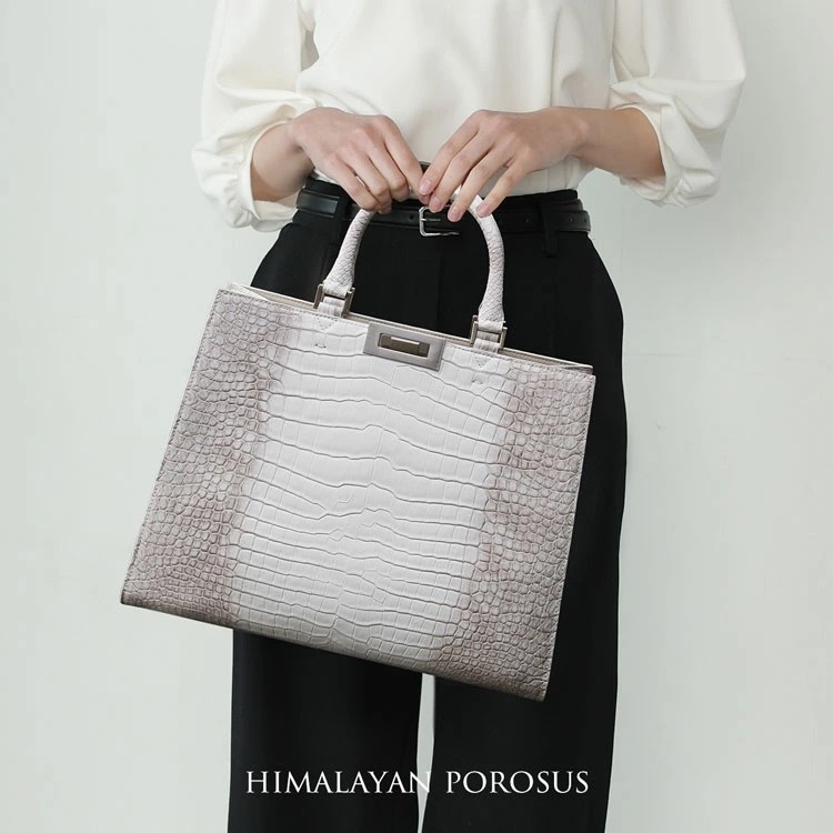 ヒマラヤ ポロサス トートバッグ レディース A4 対応 マット 加工 センター取り 2WAY 斜め掛け ショルダーバッグ スモール クロコダイル 35cm幅 鰐革 保証書付き 本革 トート型 プレゼ