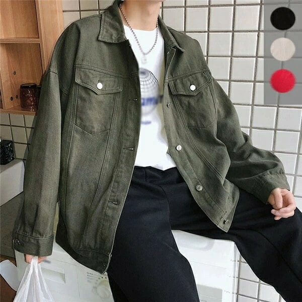 【期間特典】スプリングコート メンズ 春コート 大きいサイズ ショート 春秋コート アウター 男性 シンプル カジュアル かっこいい レッド オフホワイト カーキ ブラック S M L XL 2XL