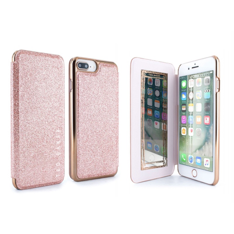 ミラー付手帳型 iPhoneケース ピンク カバー