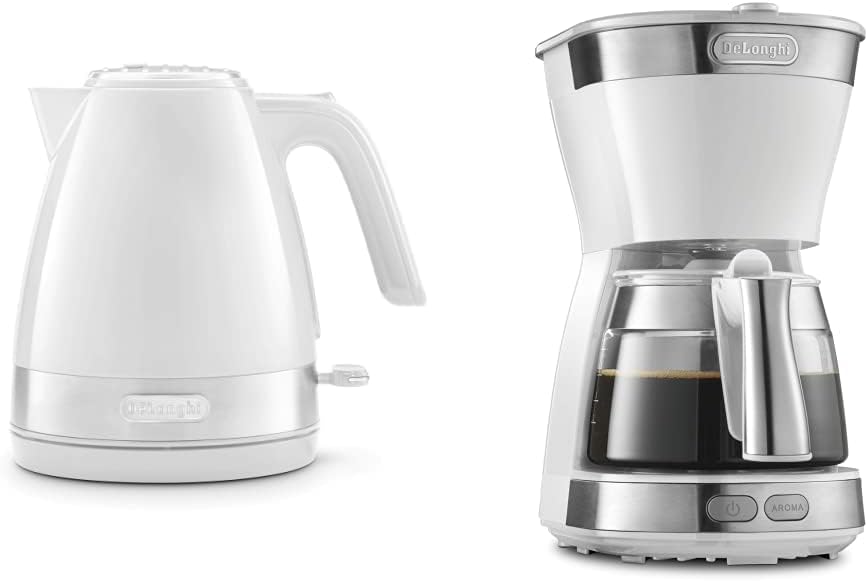 【セット買い】デロンギ(DeLonghi) 電気ケトル アクティブ シリーズ ホワイト 1.0L KBLA1200J-W & ドリップコーヒーメーカー ホワイト アクティブシリーズ