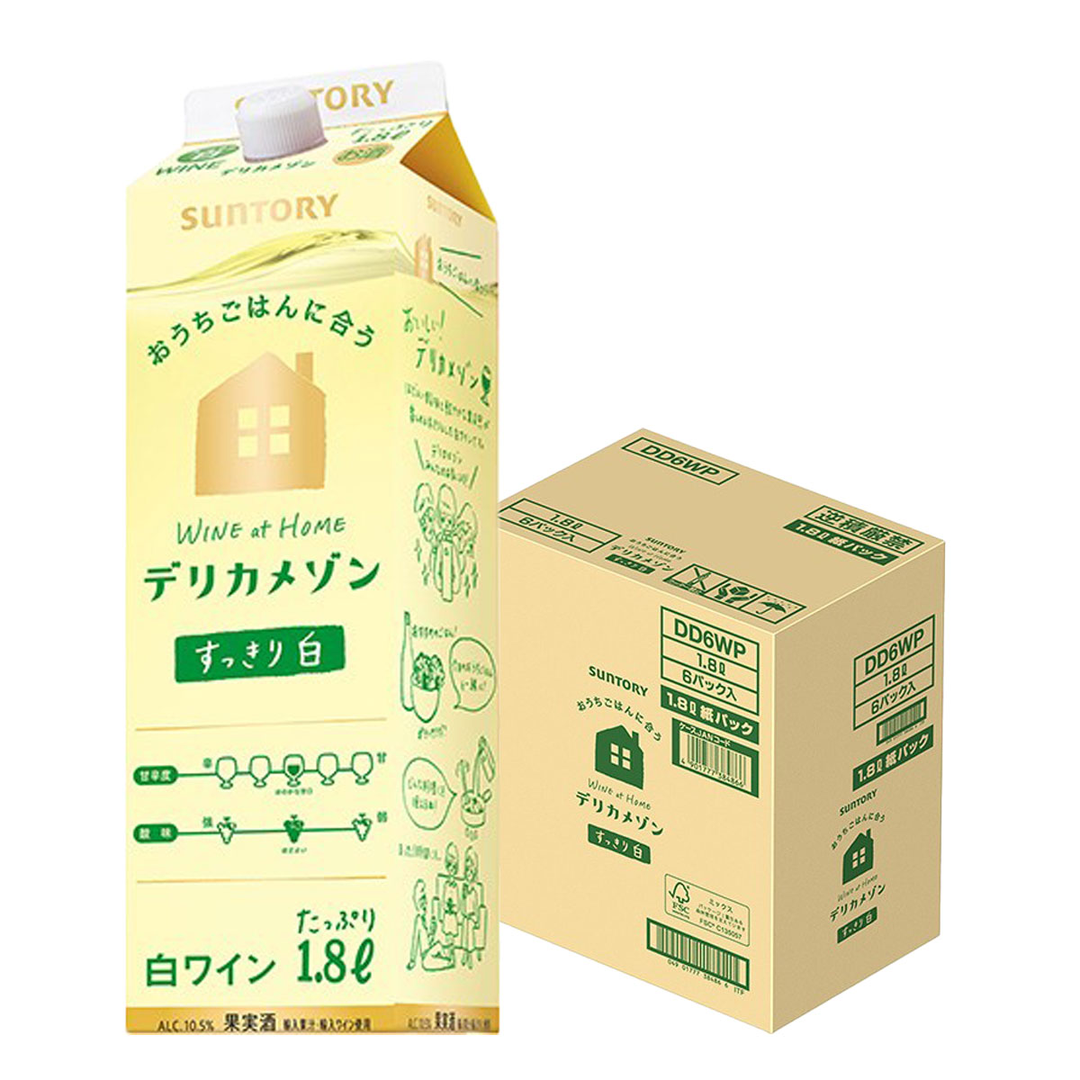 【送料無料】【ケース販売】サントリー デリカメゾン フルーティな白 1800ml 1.8L 6本/1ケース 【北海道沖縄県東北四国九州地方は必ず送料が掛かります】