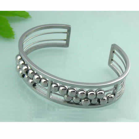 ドームステンレスバングル 腕輪 手首 アクセサリー 男性 女性 プレゼント 算盤 ビーズ 動く
