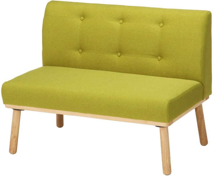 ダインングソファー おしゃれ 2人掛け クッション付き 幅102.5×奥行62×高さ79cm グリーン