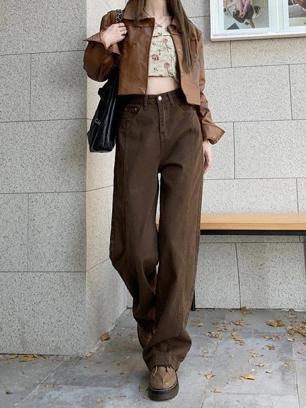 ひんやりボトムス レトロ ジーンズ レディース ハイウエスト ゆったり ストレート ワイドパンツ 秋 かっこいい！スラックスパンツ コーデュロイパンツ