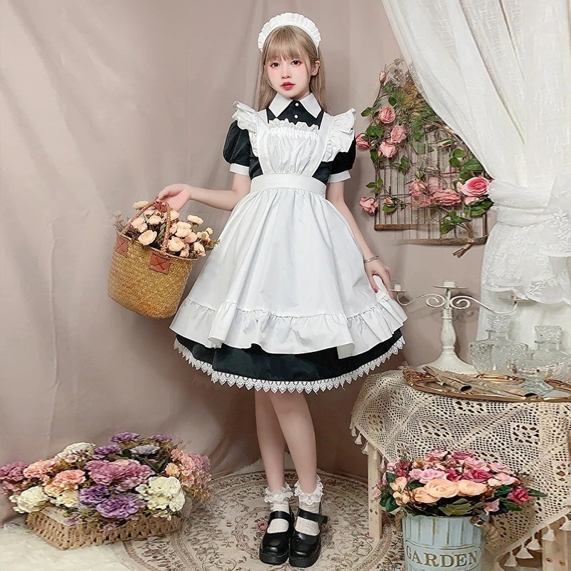 2026新入荷！【早割り】韓国半袖ミニスカートコスプレ服可愛いlolita変装日常ワンピース伝統メイドメイド服