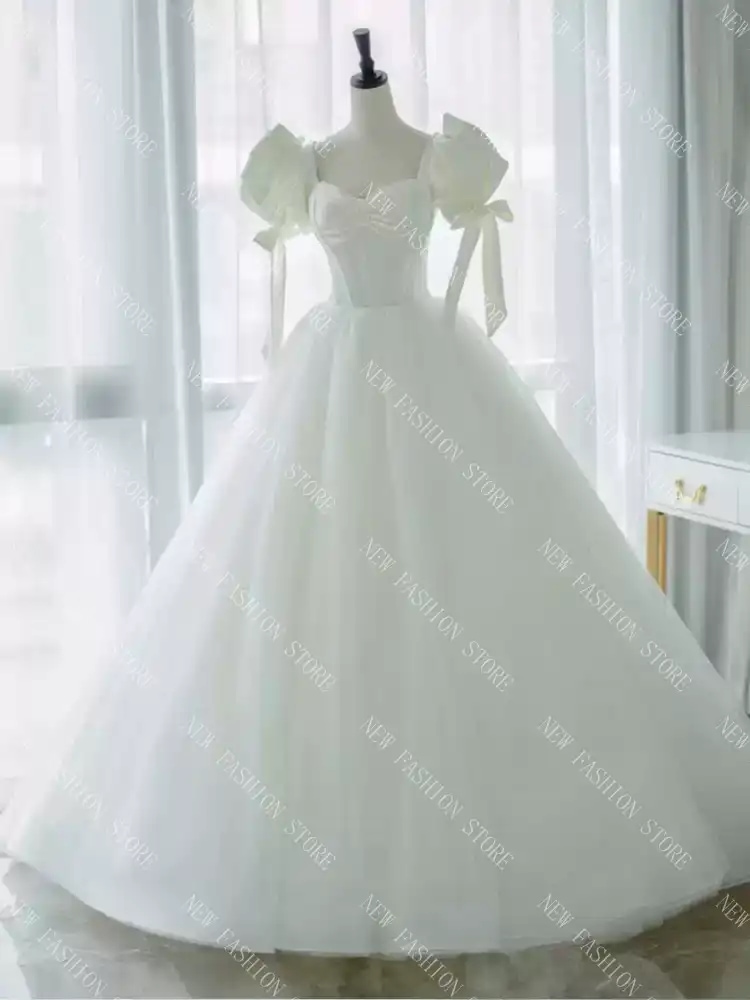 軽ウエディングドレス新型小柄フレンチシンプルに脱プリンセス冬のバブルバススリーブ-46 6,854円