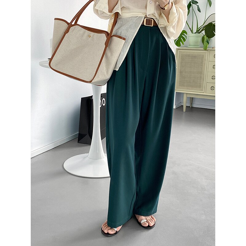 ワイド パンツ レディース ハイウエスト ロング かわいい 大人可愛い きれいめ カジュアル ラフ おしゃれ 光沢感 無地 オールシーズン ママ デート 楽ちん ゆったり グリーン ブラウン ボトムス